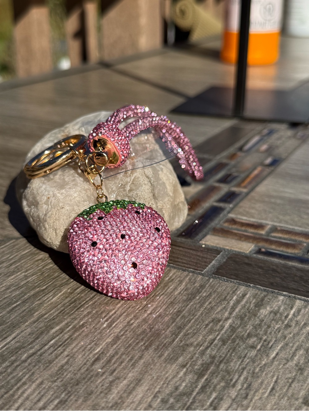 NWT Crystal Pink Strawberry Keychain Charm - Women Accessories
